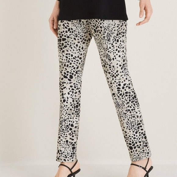 Chico's Pants - Chicos Travelers Crepe Ankle Pants Size 2R US 12 R Animal Print Beige Pull On